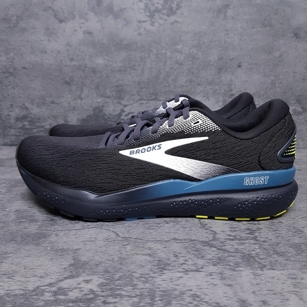 BROOKS Ghost 16 Running Shoes Mens Size 9 Black Blue Silver 1104181D046